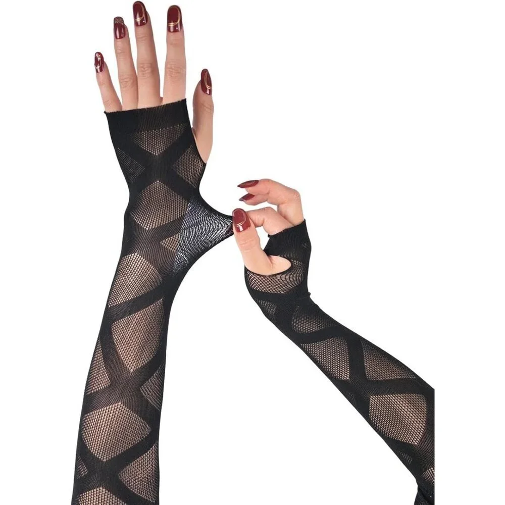 Women's Fishing Halloween Black 15 Net Gloves Fingerless Gothic Accessories